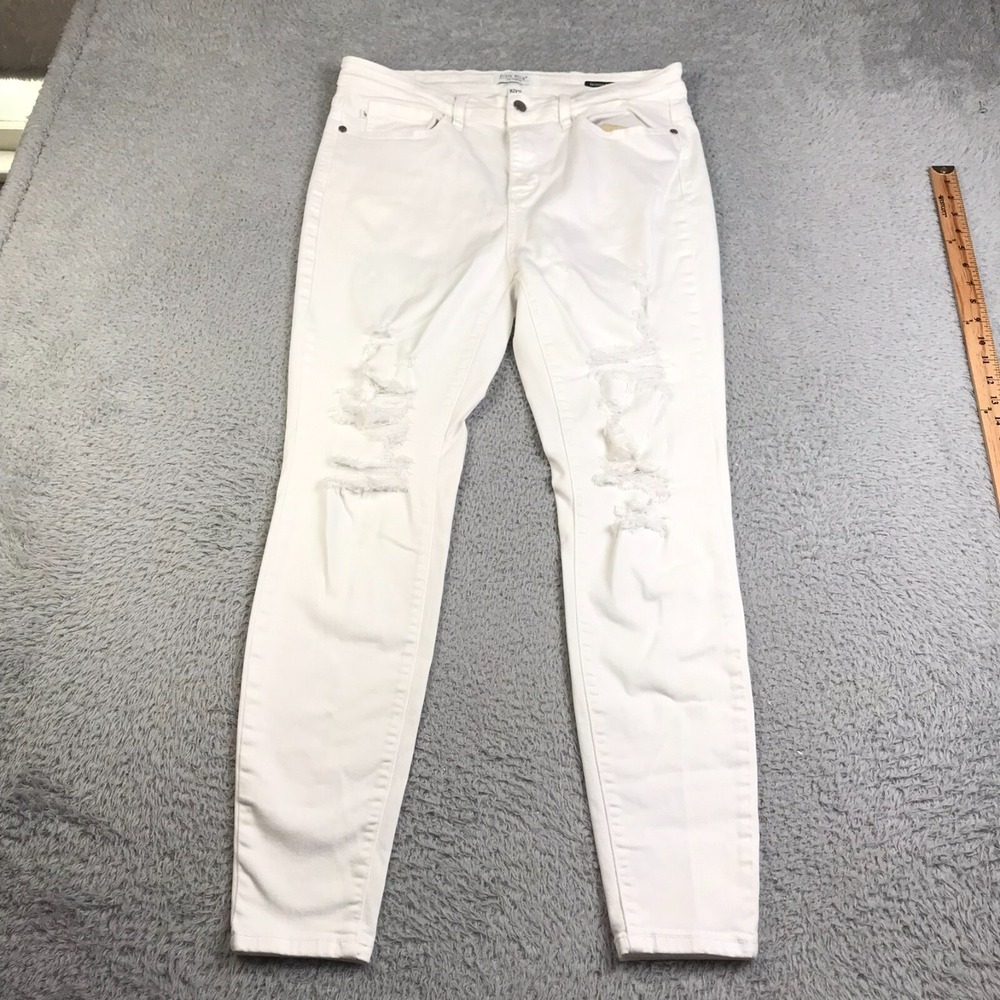 Judy Blue Jeans Womens 15/32 White Distressed High Rise Skinny Stretch Denim